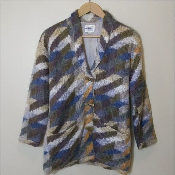 Vintage Susan Bristol Mohair Wool Toggle Sweater Jacket Cardigan Oversized Small - Picture 13 of 13